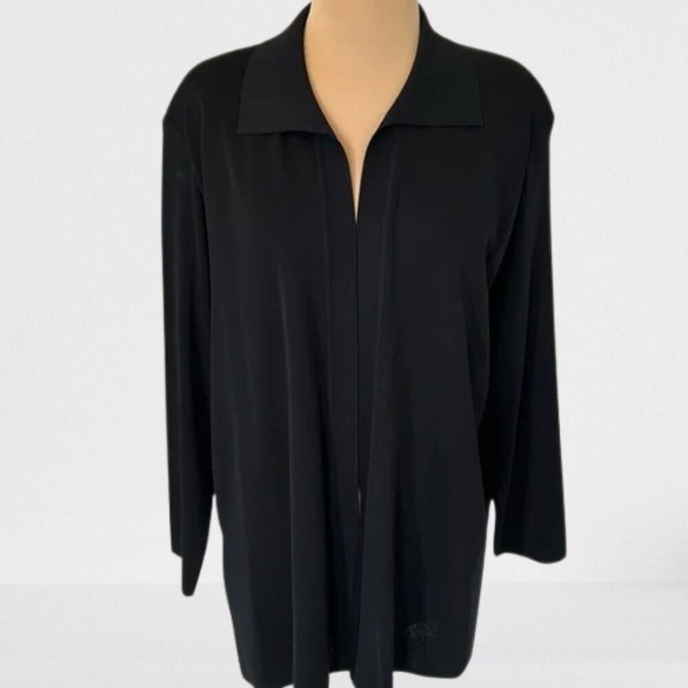 Exclusively Misook Black Open Front Cardigan Side… - image 1